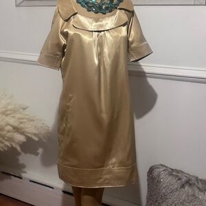 Elegant Gold Satin Dress